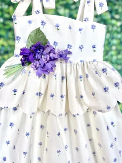 Scallop Peplum Petal Dress in Periwinkle Daisies