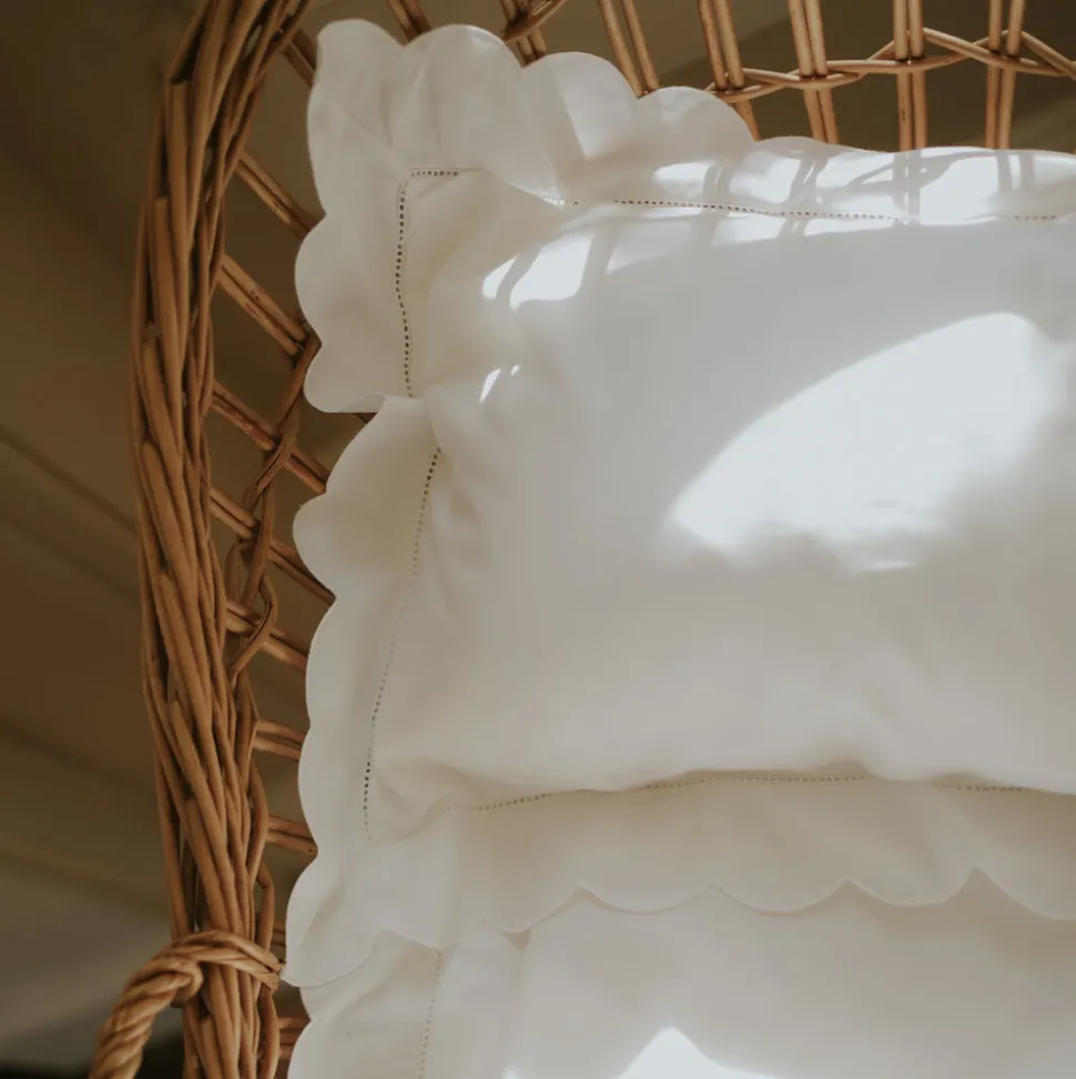 Scalloped Starlight Toddler Pillow in White