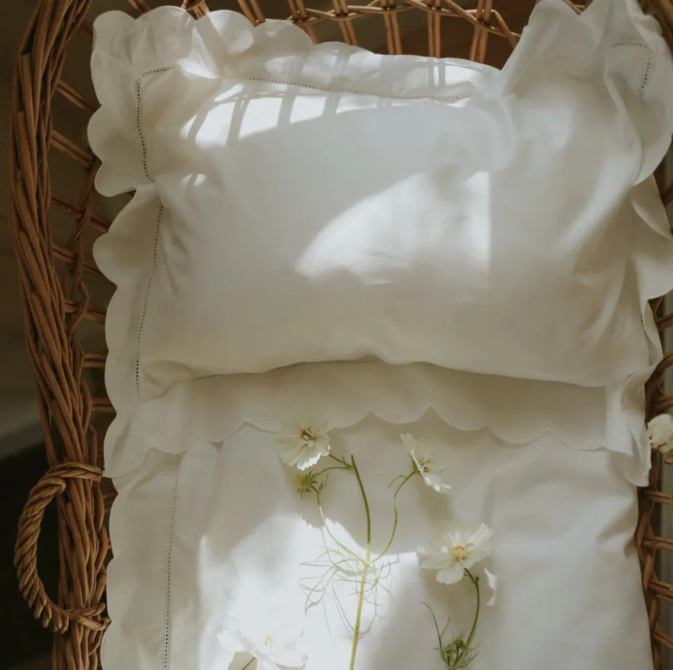 Scalloped Starlight Toddler Pillow in White