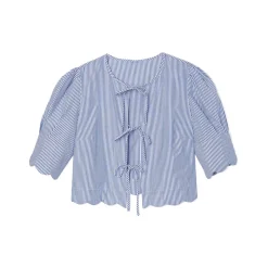 Scalloped Top in Blue Stripe