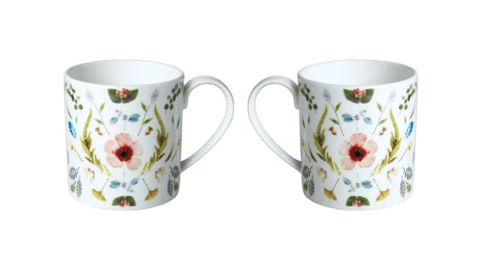 Scandinavian Floral Set of Two, Mugs