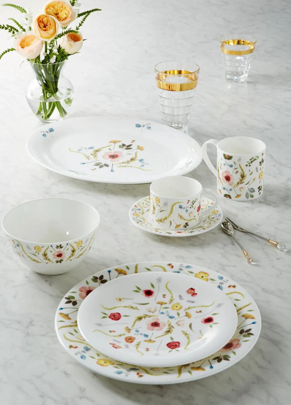 Scandinavian Floral Set of Two, Mugs