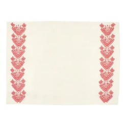 Schemata Embroidered Linen Placemat in Pink