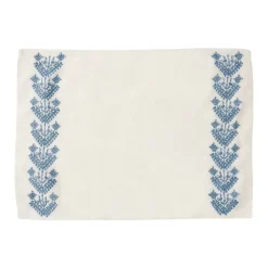 Schemata Embroidered Linen Placemat in Blue