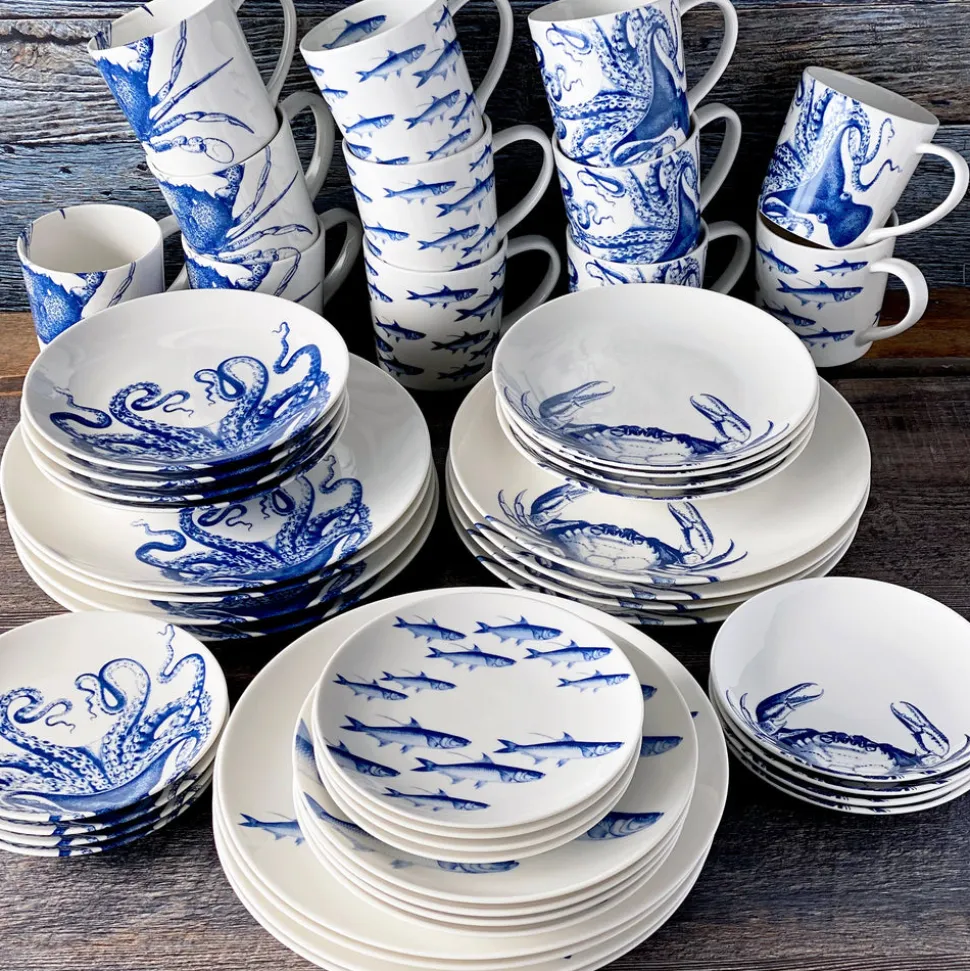 School of Fish Coupe Dinner Plate Blue