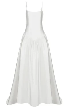 Scoop Neck Silk Mikado Drop Waist Dress | STYLE 075