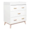 Scoot 3-Drawer Changer Dresser with Removable Changing Tray in White & Washed Natural