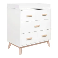 Scoot 3-Drawer Changer Dresser with Removable Changing Tray in White & Washed Natural