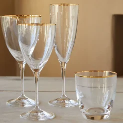 Sensa Collection Flutes 8 oz in Golden Rim, Set of 6