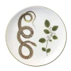Serpentine Dinner Plate in Spotted Serpentine with Leaves