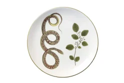 Serpentine Dinner Plate in Spotted Serpentine with Leaves