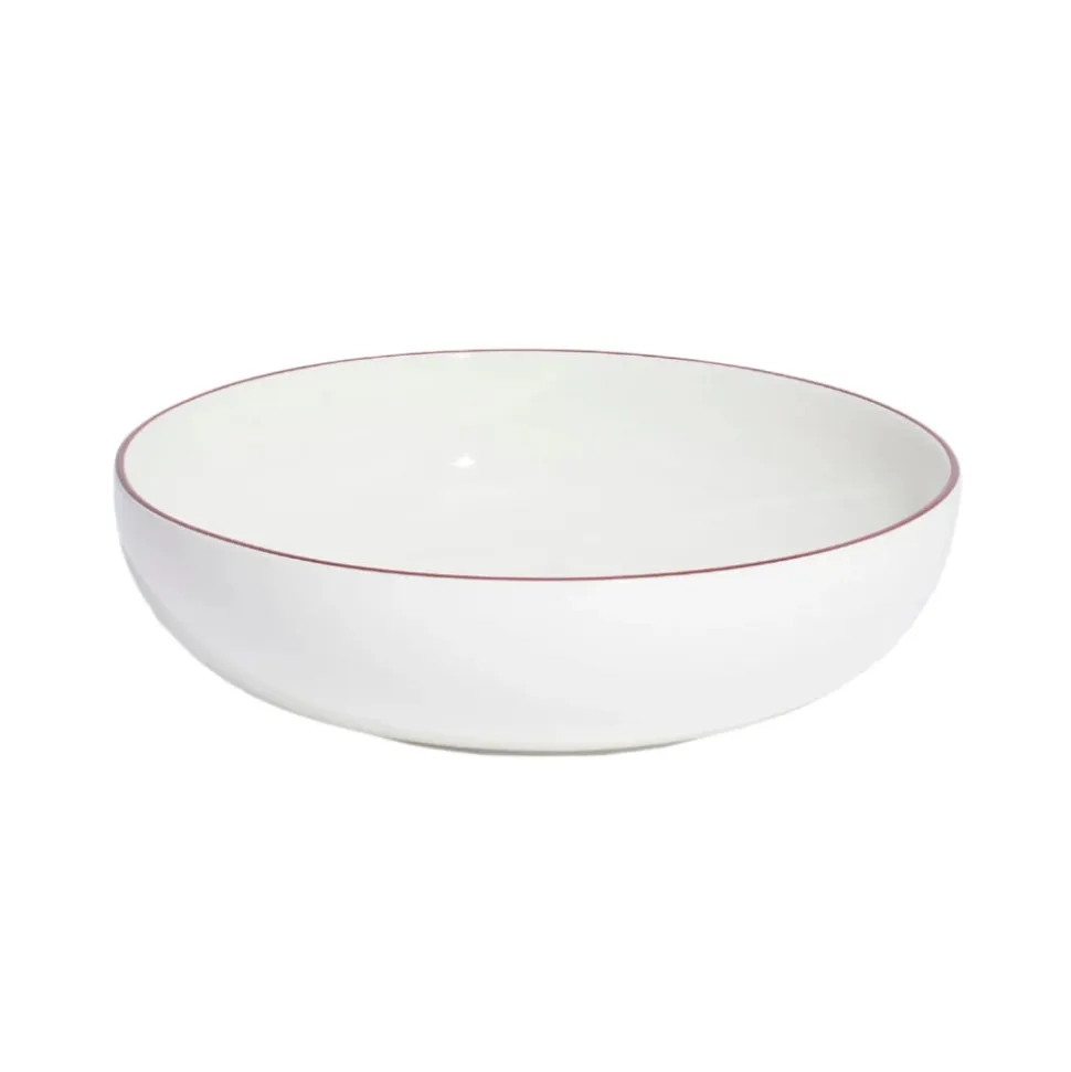 Serving Bowl in Red Rim