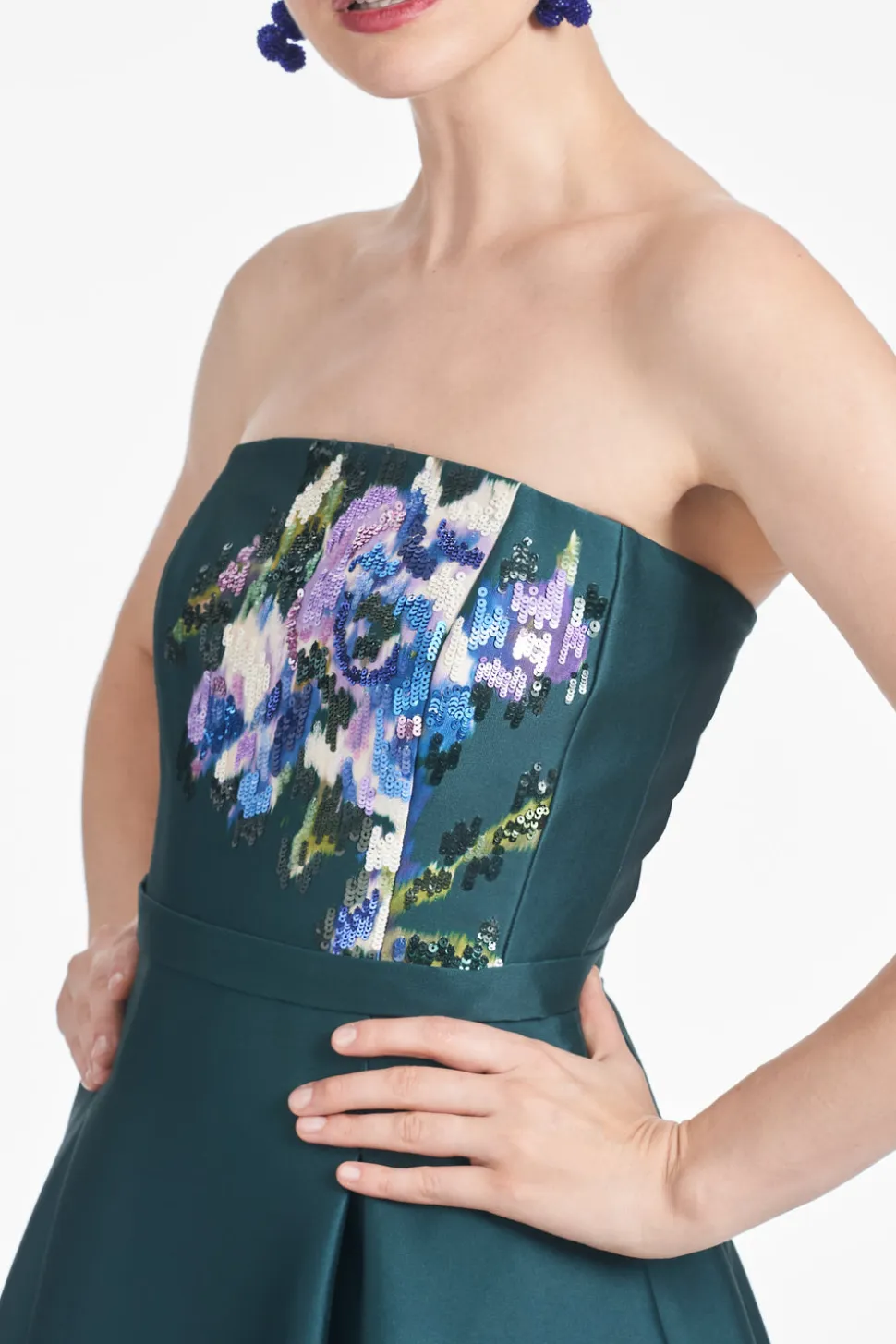 Shay Dress in Forest Green Placement Ikat