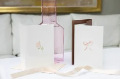 Shell Pink Bow Ribbon Cards, Set of 5