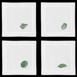 Shells Teal Cocktail Napkins, Mixed Set of 4