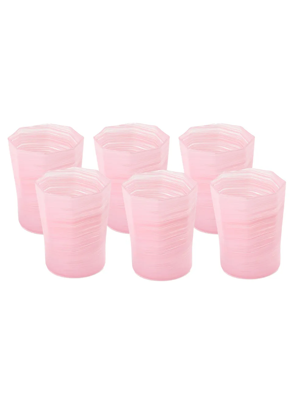 Short Hand Blown Tumbler in Pink, Set of 6