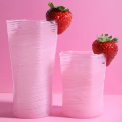 Short Hand Blown Tumbler in Pink, Set of 6