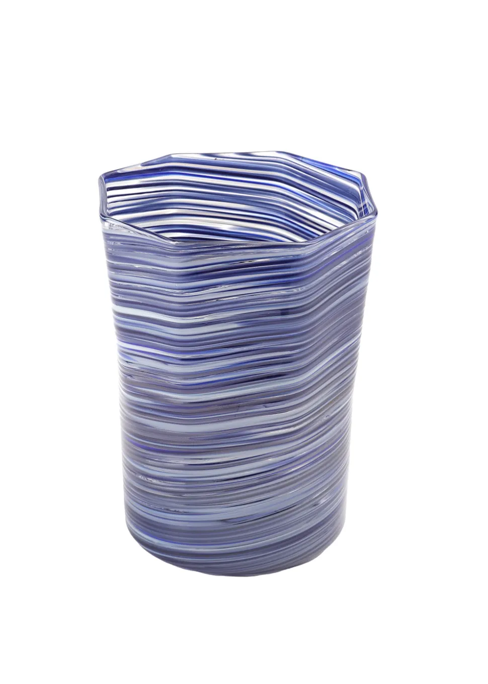 Short Hand Blown Tumbler in Indigo Mix, Set of 6