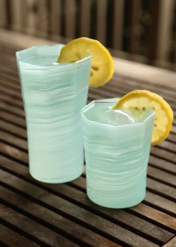 Short Hand Blown Tumbler in Celadon, Set of 6