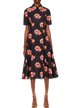 Short Sleeve Shirt Dress in Lucid Ranunculus Cotton