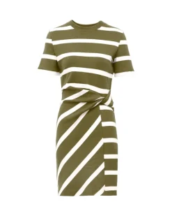 Short Striped Cody Dress in Fern & Cream Stripe
