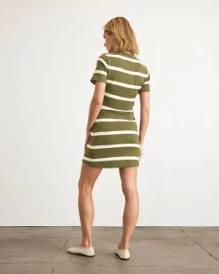 Short Striped Cody Dress in Fern & Cream Stripe
