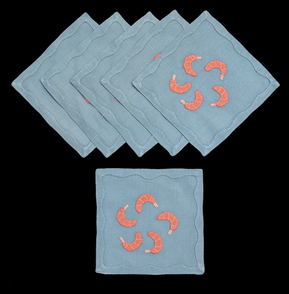 Shrimp Cocktail Napkins in Slate Blue, Set of 6