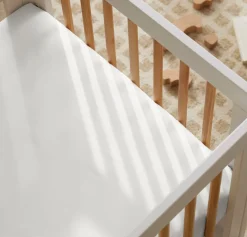 Signature Hemmed Fitted Crib Sheet in White