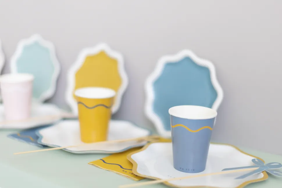 Signature Paper Cups in Blue & Yellow