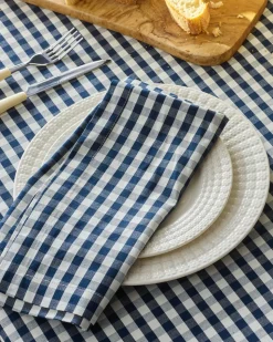 Signature Twill Napkins in Navy French Ticking, Set of 4