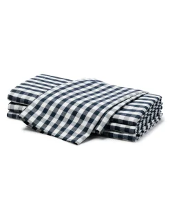 Signature Twill Napkins in Navy French Ticking, Set of 4
