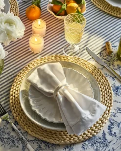Signature Twill Napkins in Navy French Ticking, Set of 4