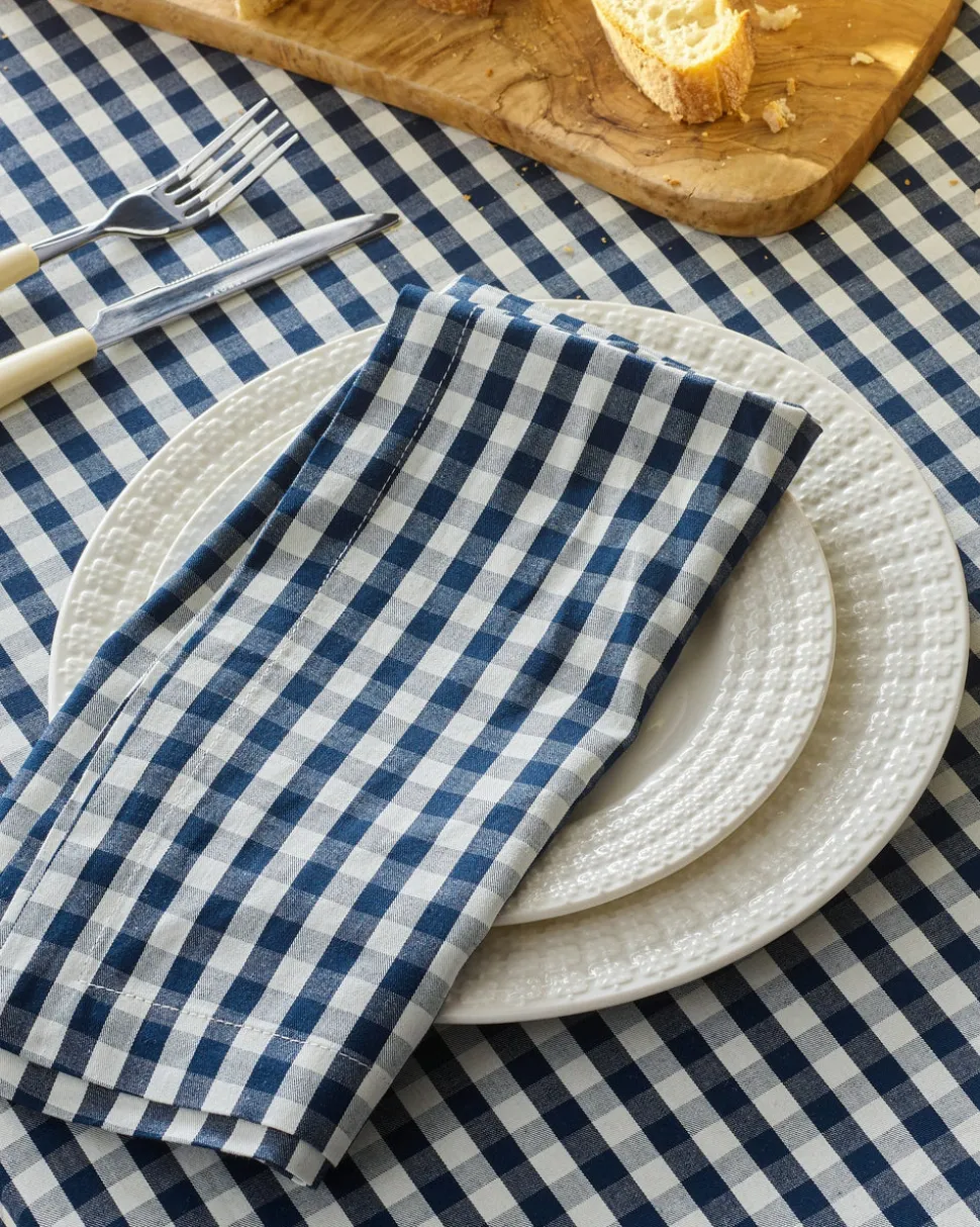Signature Twill Napkins in Navy Gingham, Set of 4