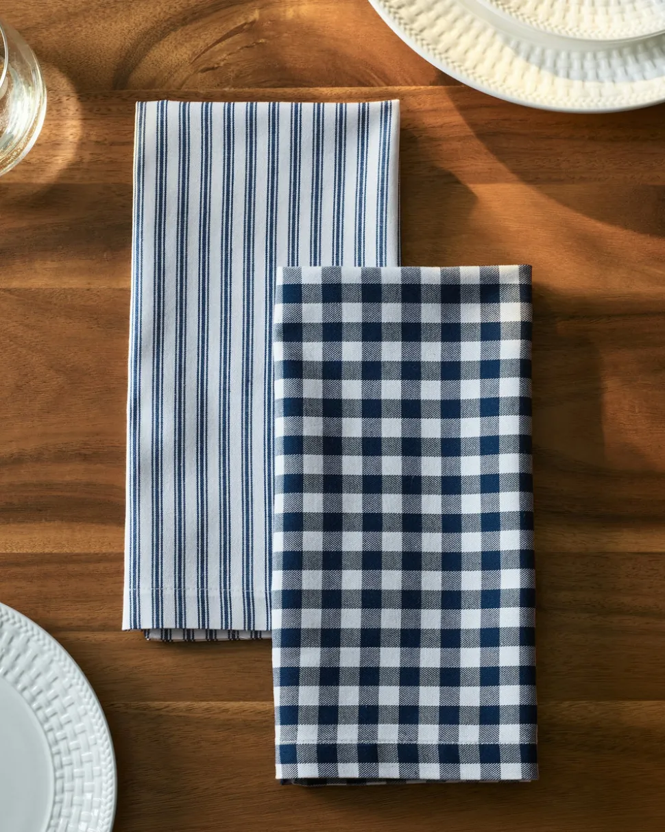 Signature Twill Napkins in Navy Gingham, Set of 4