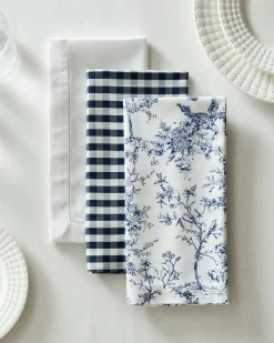 Signature Twill Napkins in Navy Gingham, Set of 4
