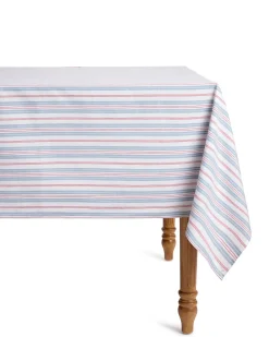 Signature Twill Tablecloth in Navy French Ticking