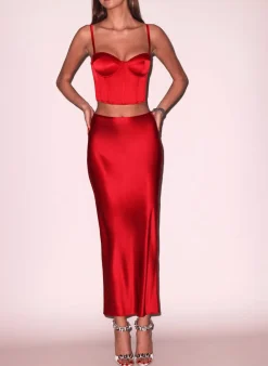 Silk Bias Cutout Skirt