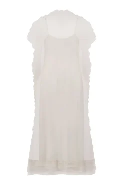 Silk Organza Sack Dress with Scalloped Edge in Ivory