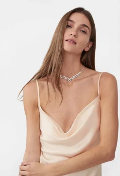 Silk '90s Style Maxi Slip Dress in Pearl White