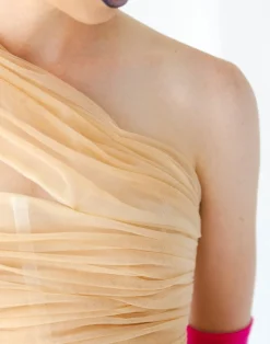 Silk Tulle Tucked Top
