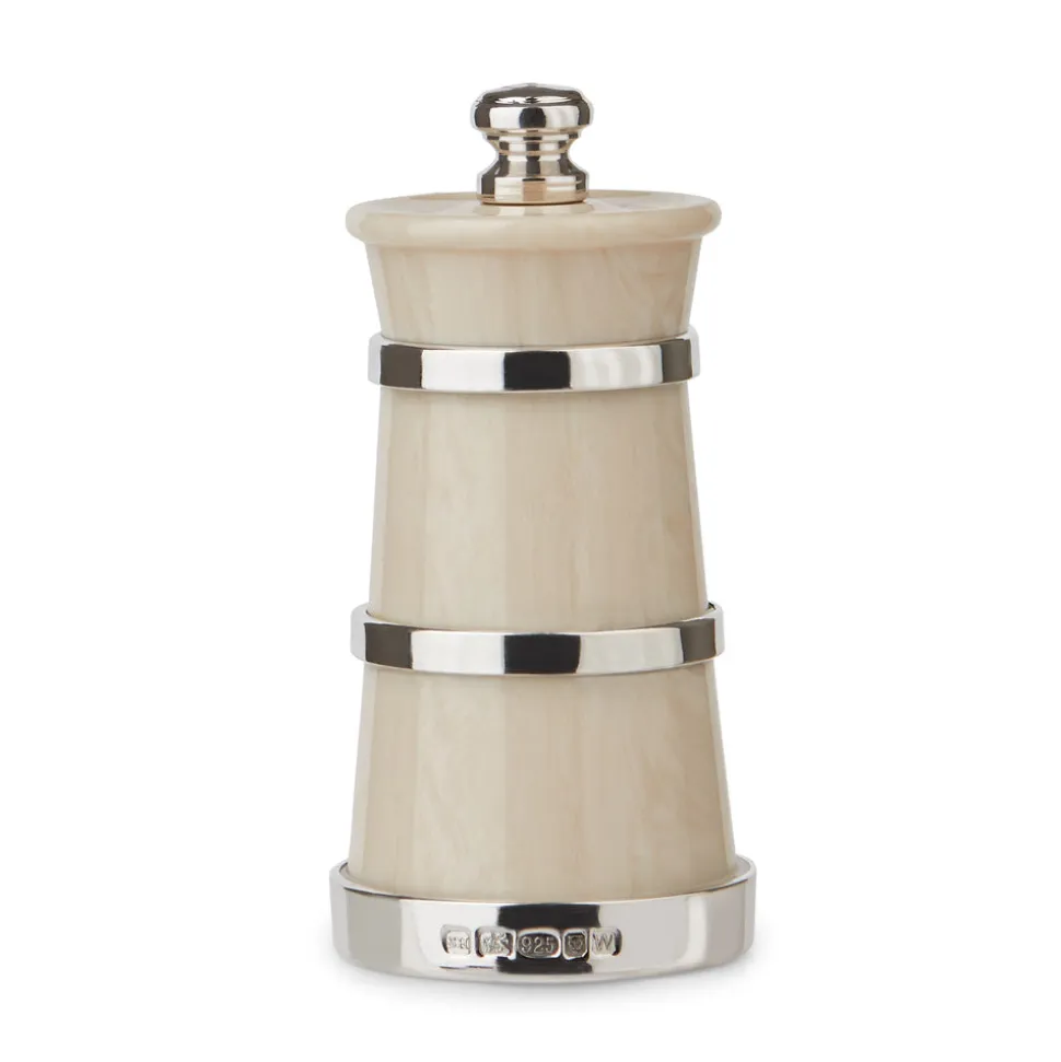 Silver Ivorine Salt & Rosewood Pepper Mill Set