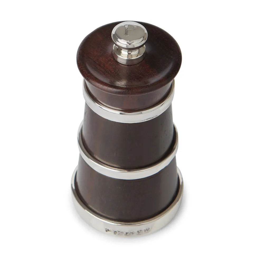 Silver Ivorine Salt & Rosewood Pepper Mill Set