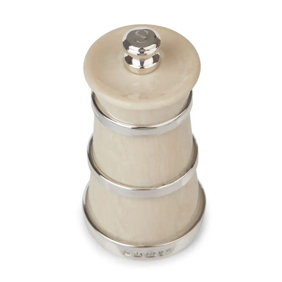 Silver Ivorine Salt & Rosewood Pepper Mill Set