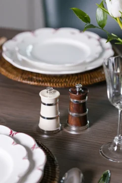 Silver Ivorine Salt & Rosewood Pepper Mill Set