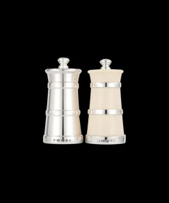 Silver Ivorine Salt & Silver Pepper Mill Set