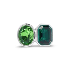 Silver Peridot/Emerald Two Stone Ring