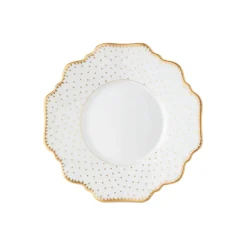 Simply Anna Antique Polka Tea Saucer in White/Gold