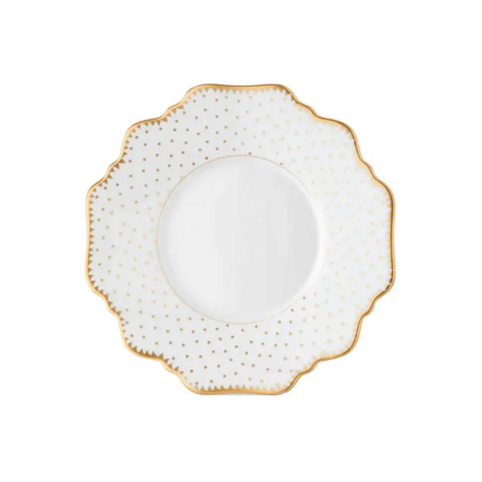 Simply Anna Antique Polka Tea Saucer in White/Gold