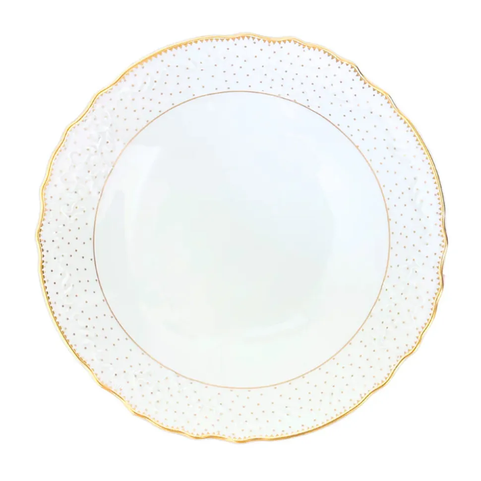 Simply Anna Polka Open Vegetable Bowl in White/Gold