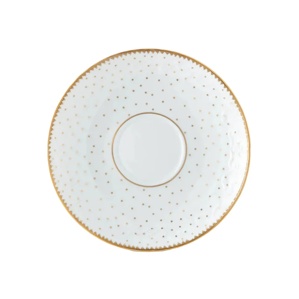Simply Anna Polka Tea Saucer in White/Gold